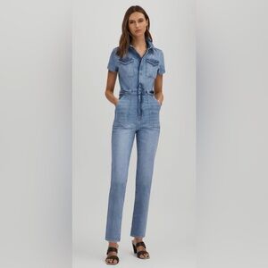 GOOD AMERICAN Stretch Straight Leg Jumpsuit Mid Blue Women's Size 1 NWT